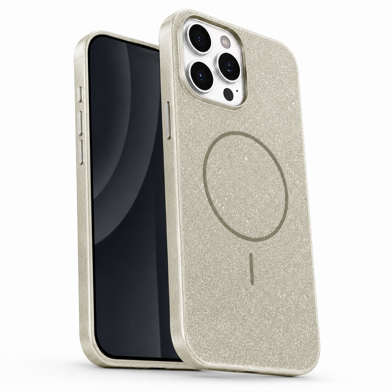 Grey glitter style MagSafe phone case for iPhone 16 Pro Max
