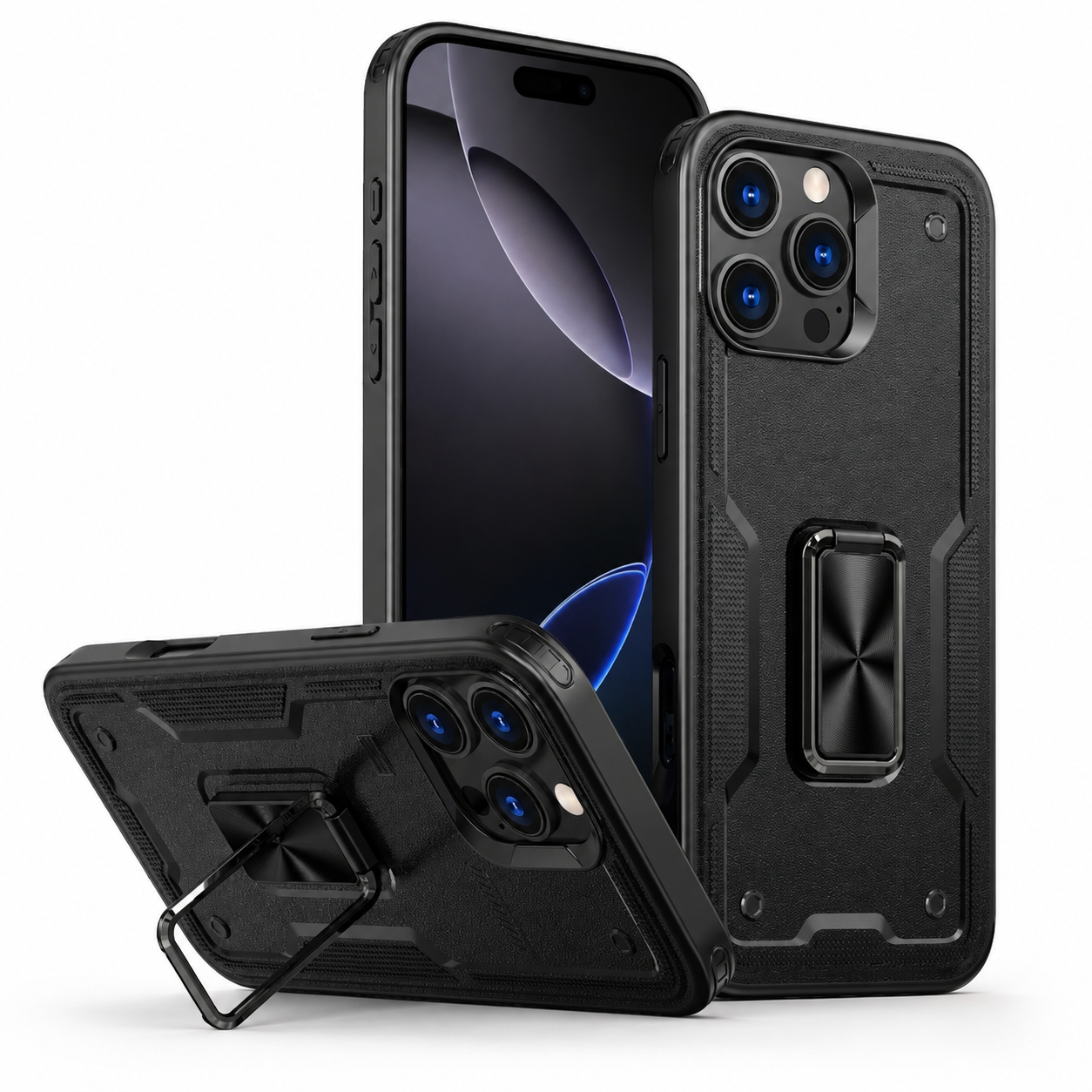 Black Adventure Ring Case for Apple iPhone 16 Pro Max back view
