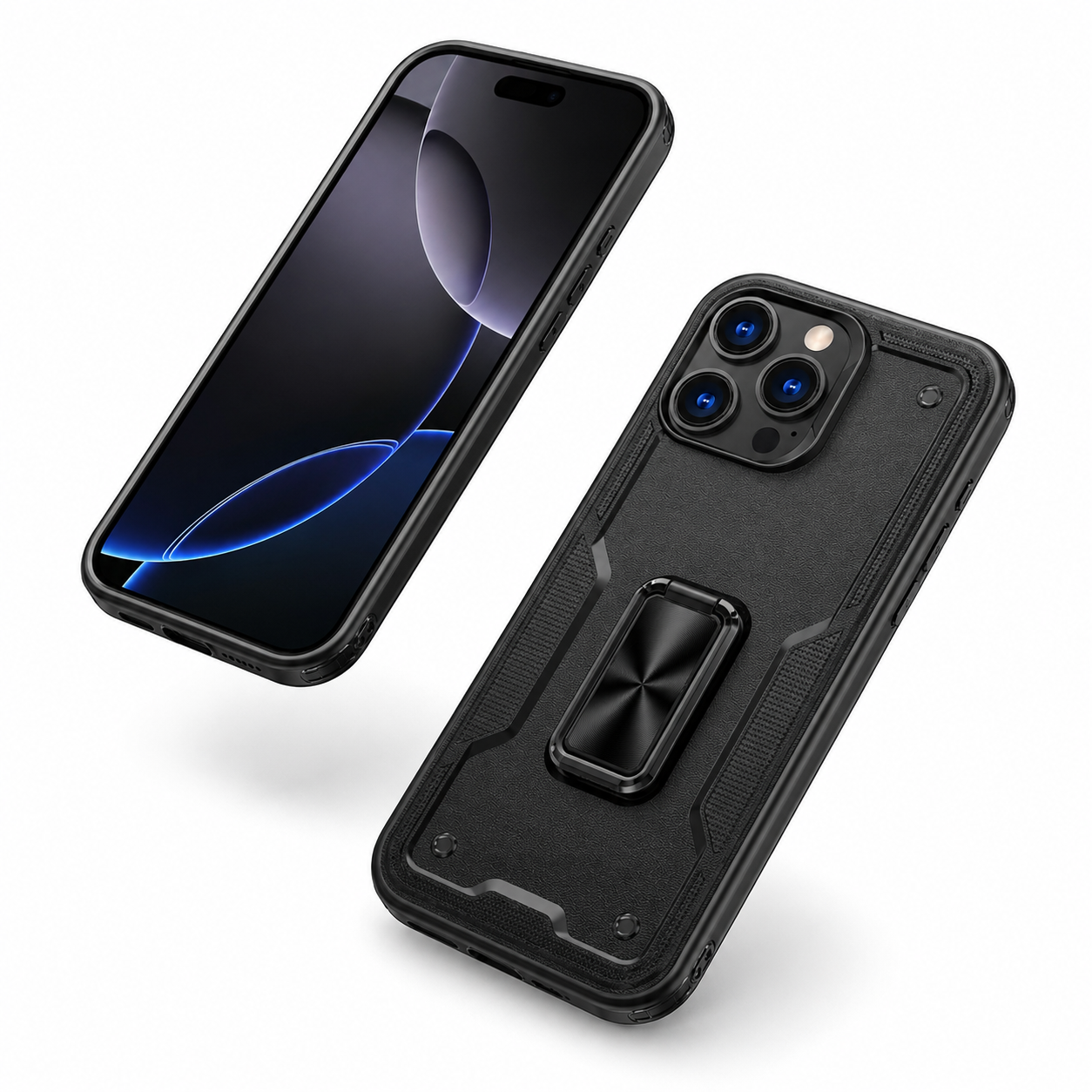 Black protective ring case for Apple iPhone 16 Pro Max