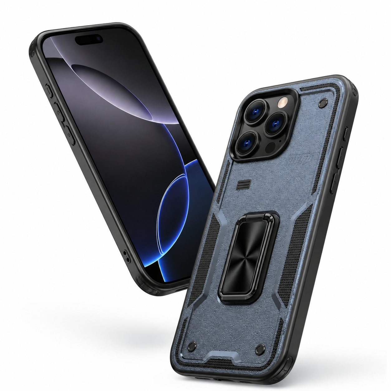 Blue protective ring case for Apple iPhone 16 Pro Max