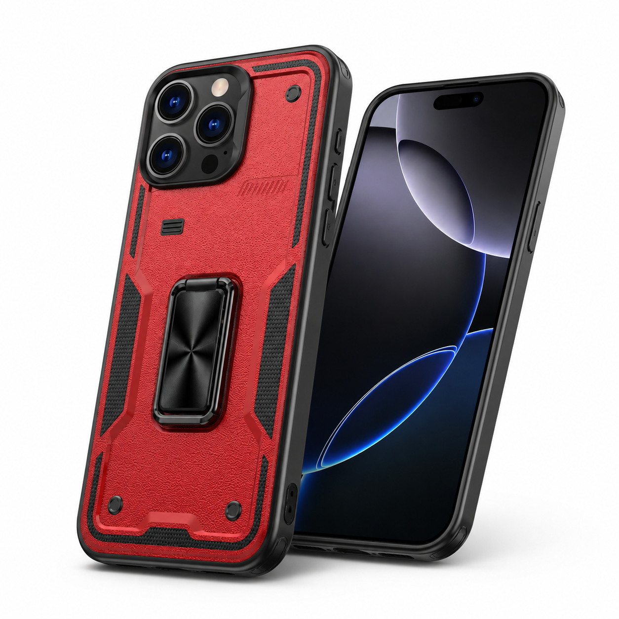 Red ring stand phone case for Apple iPhone 16 Pro Max
