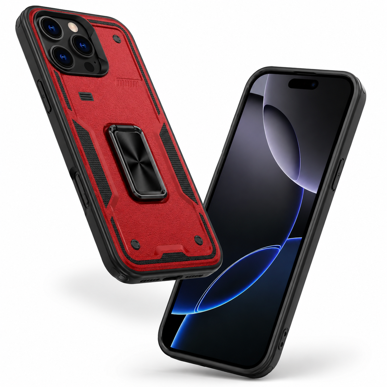 Red protective ring case for Apple iPhone 16 Pro Max