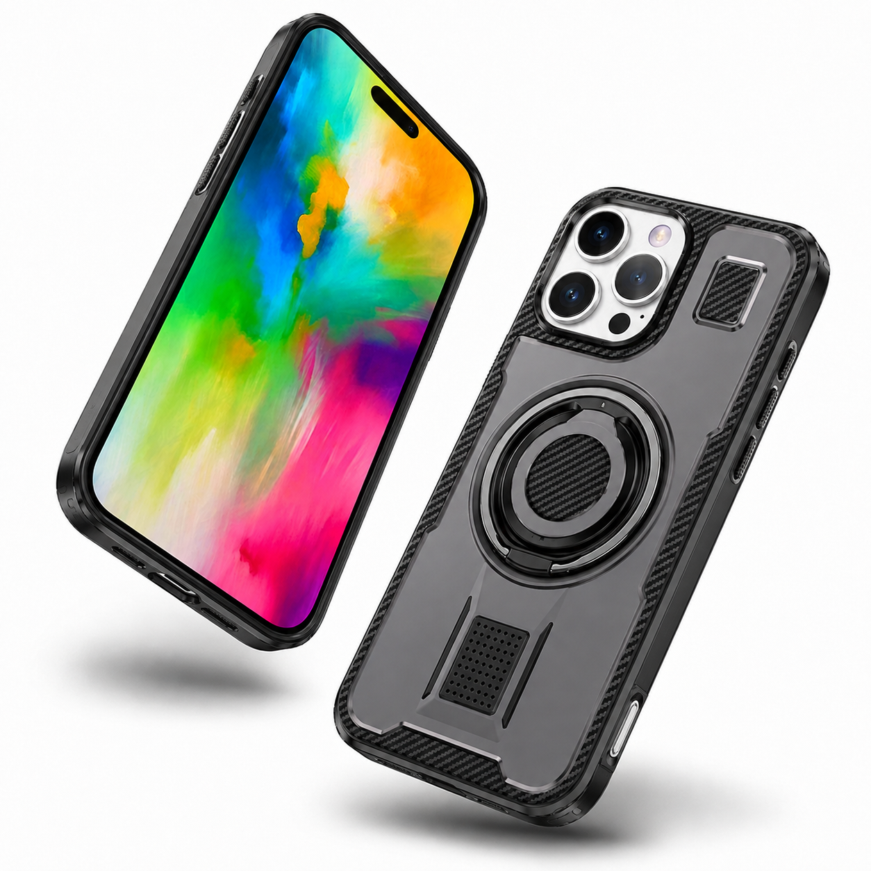 Apple iPhone 16 Pro Max Grey ring grip and stand case
