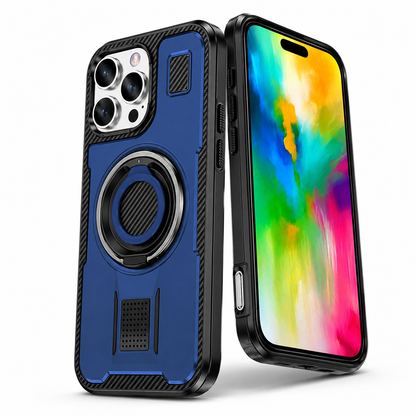 Blue protective ring stand case for Apple iPhone 16 Pro Max