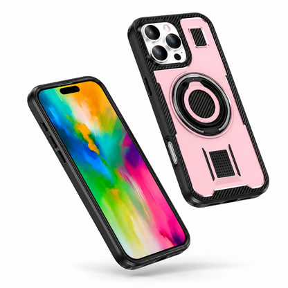 Apple iPhone 16 Pro Max Pink ring grip and stand case
