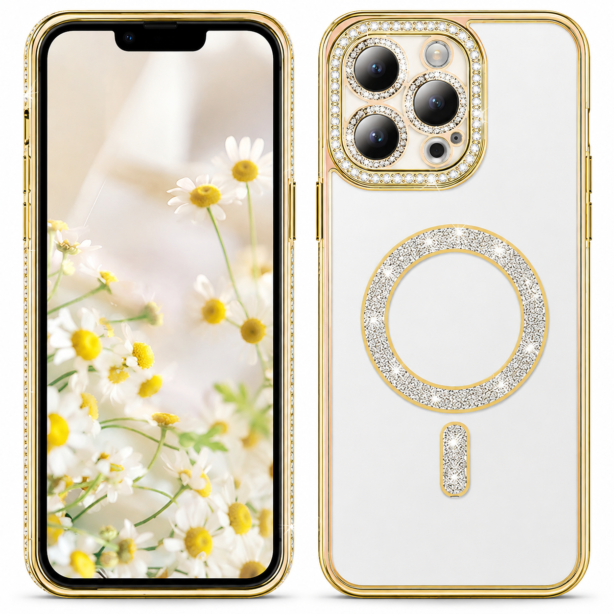 Glitter Electroplated MagSafe Case for Apple iPhone 16 Pro Max - Gold