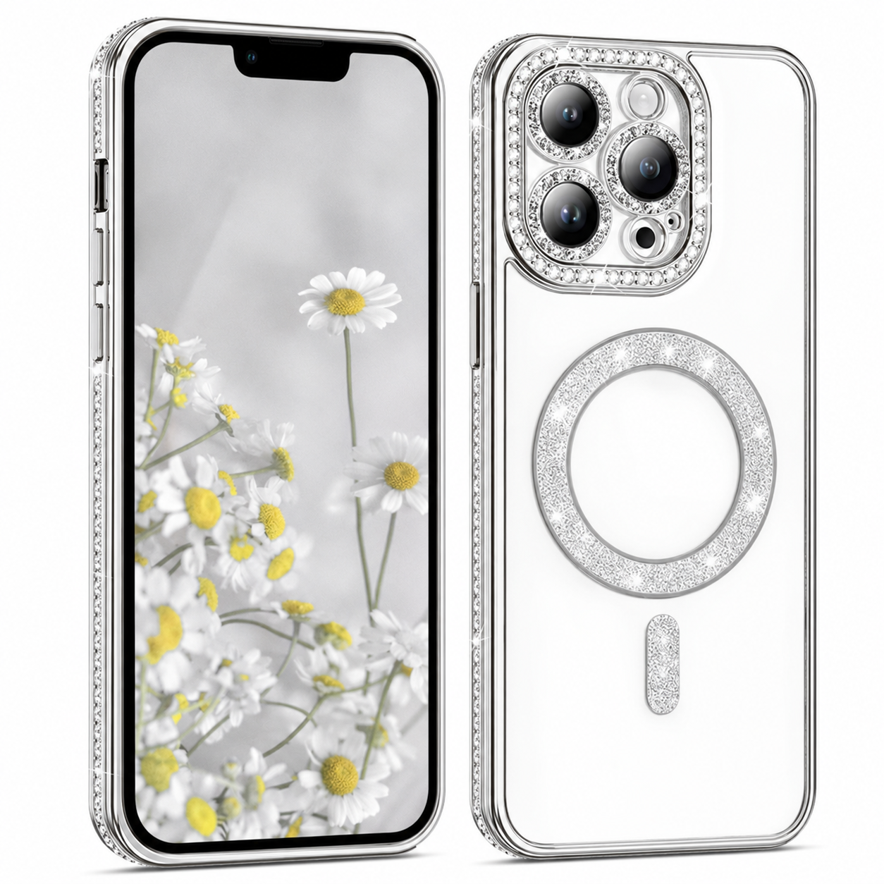 Glitter Electroplated MagSafe Case for Apple iPhone 16 Pro Max - Silver