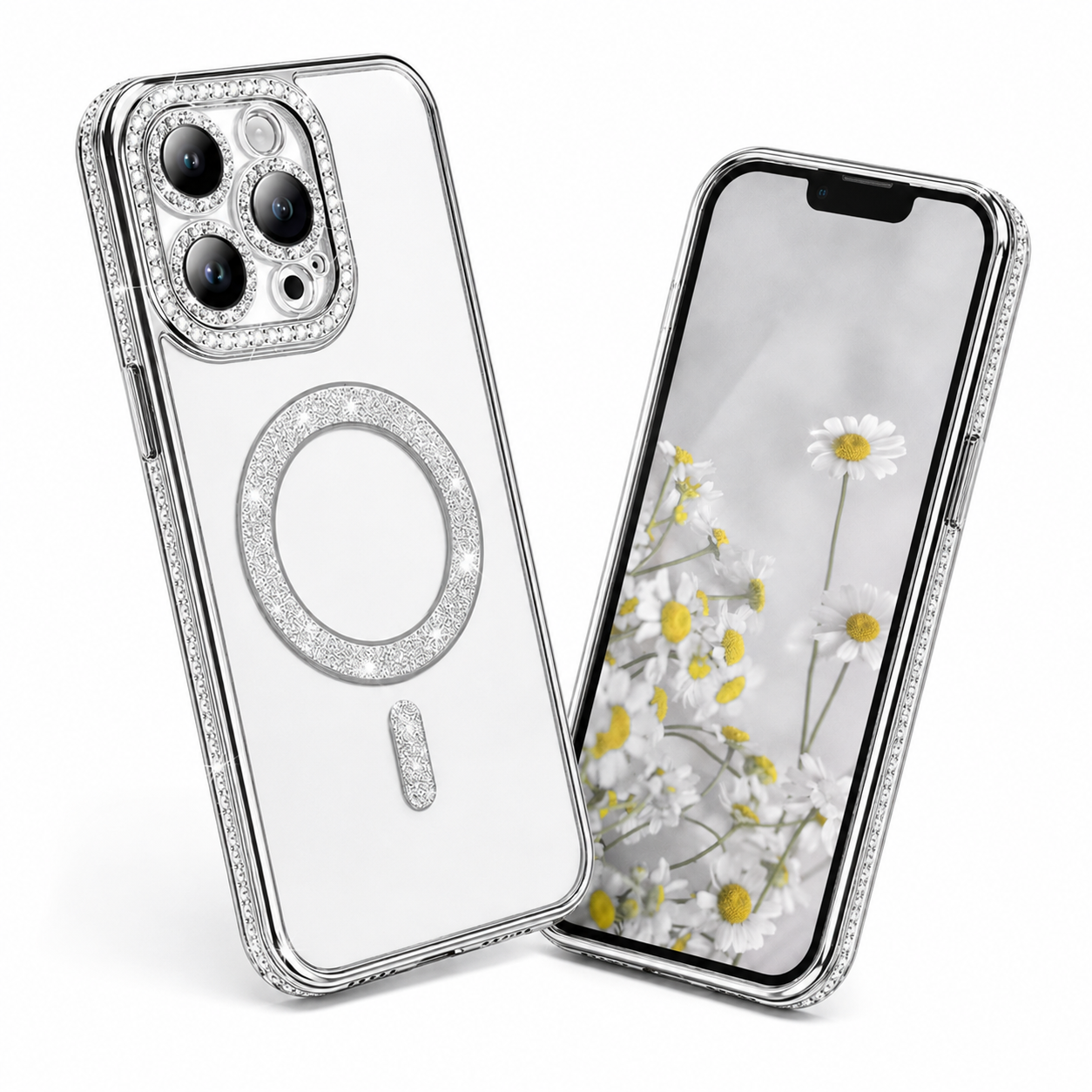 Glitter Electroplated MagSafe Case for Apple iPhone 16 Pro Max - Silver