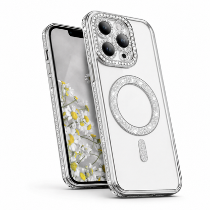 Glitter Electroplated MagSafe Case for Apple iPhone 16 Pro Max - Silver