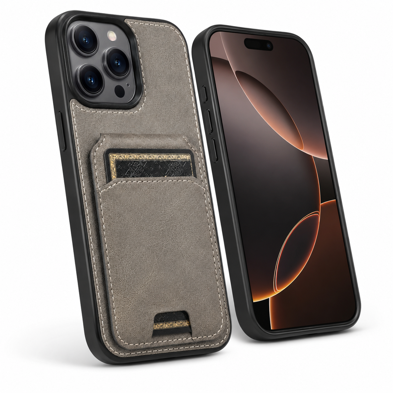Grey Stealth Card Holder Case for iPhone 16 Pro Max
