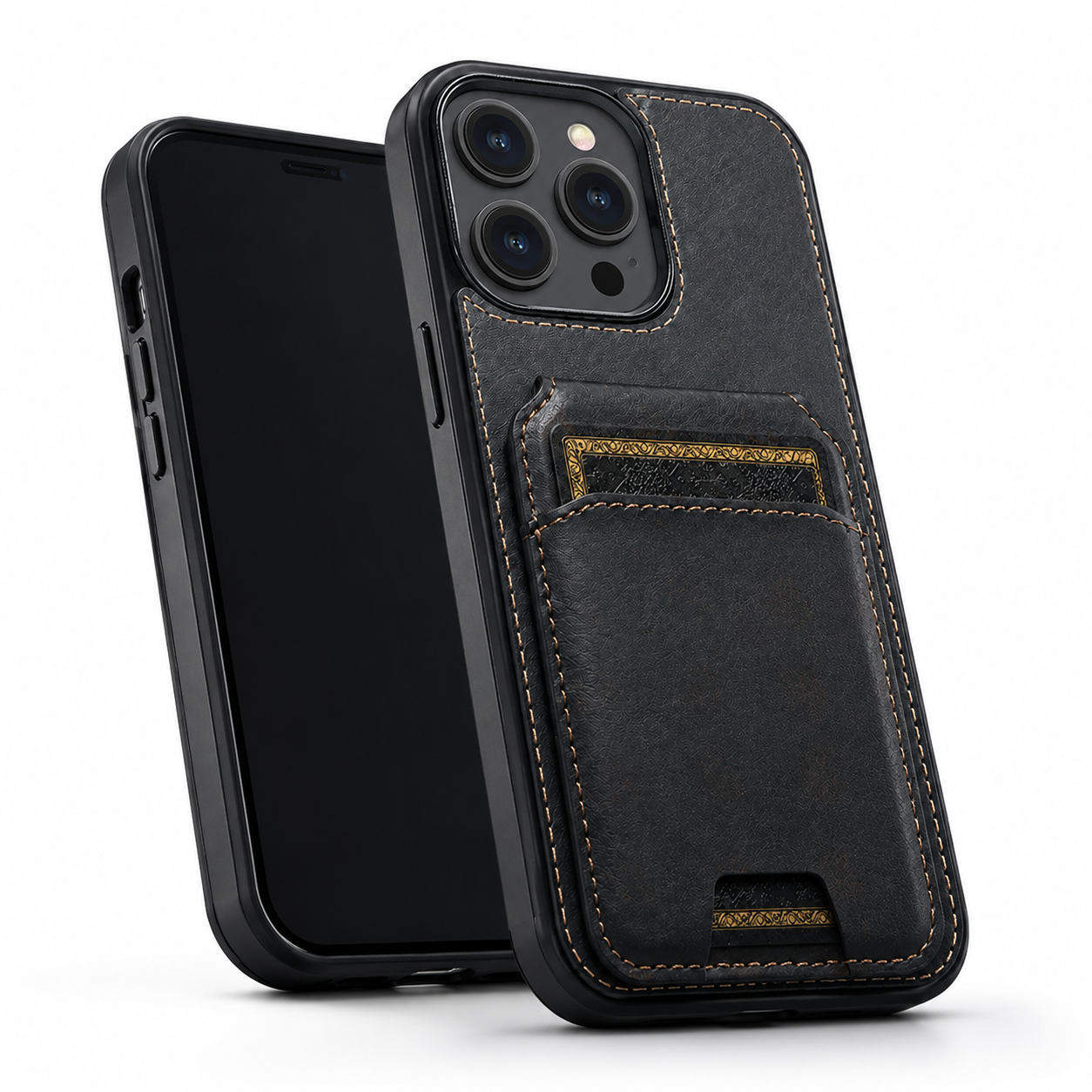 Black Stealth Card Holder Case for iPhone 16 Pro Max
