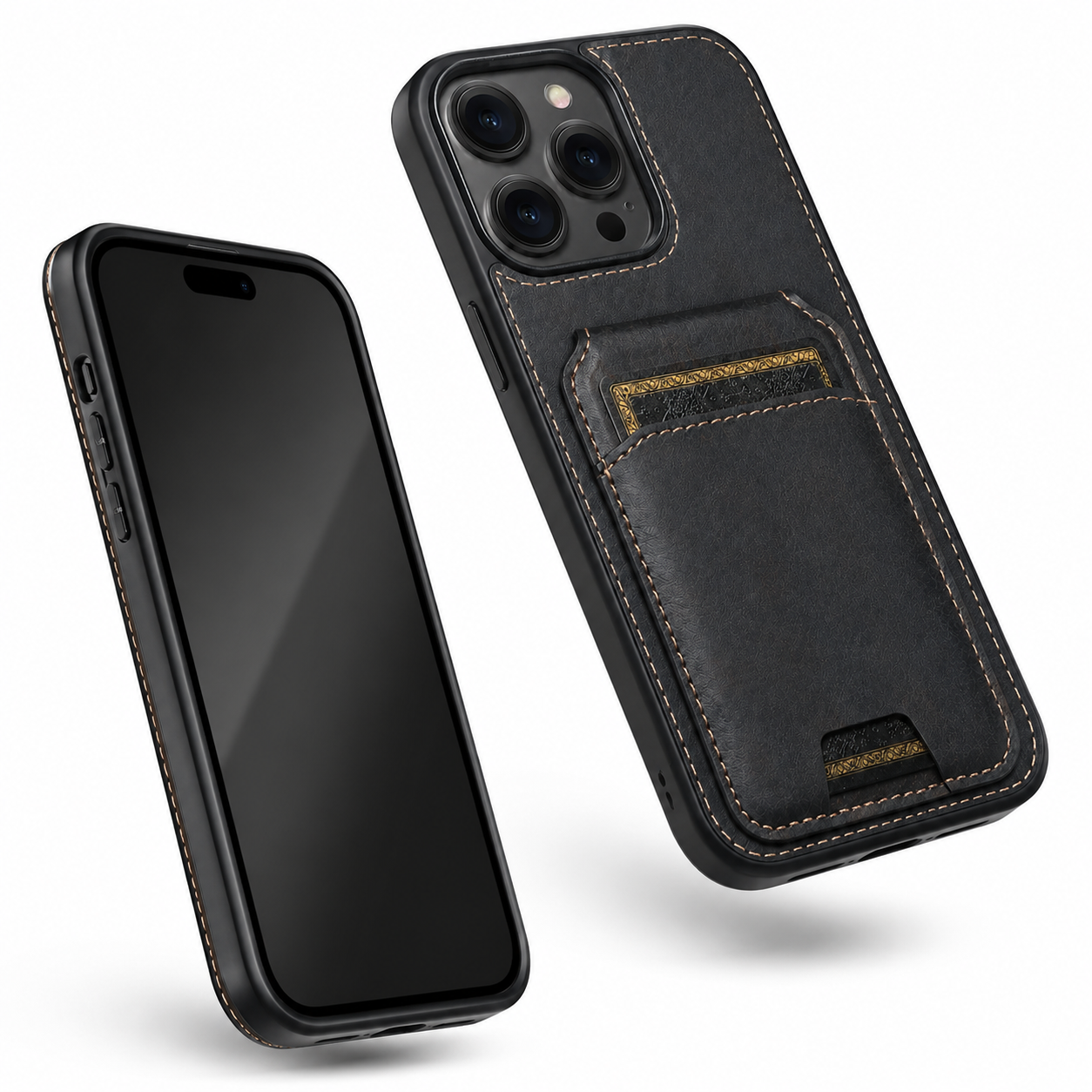 Protective Stealth Wallet Cover for iPhone 16 Pro Max Black