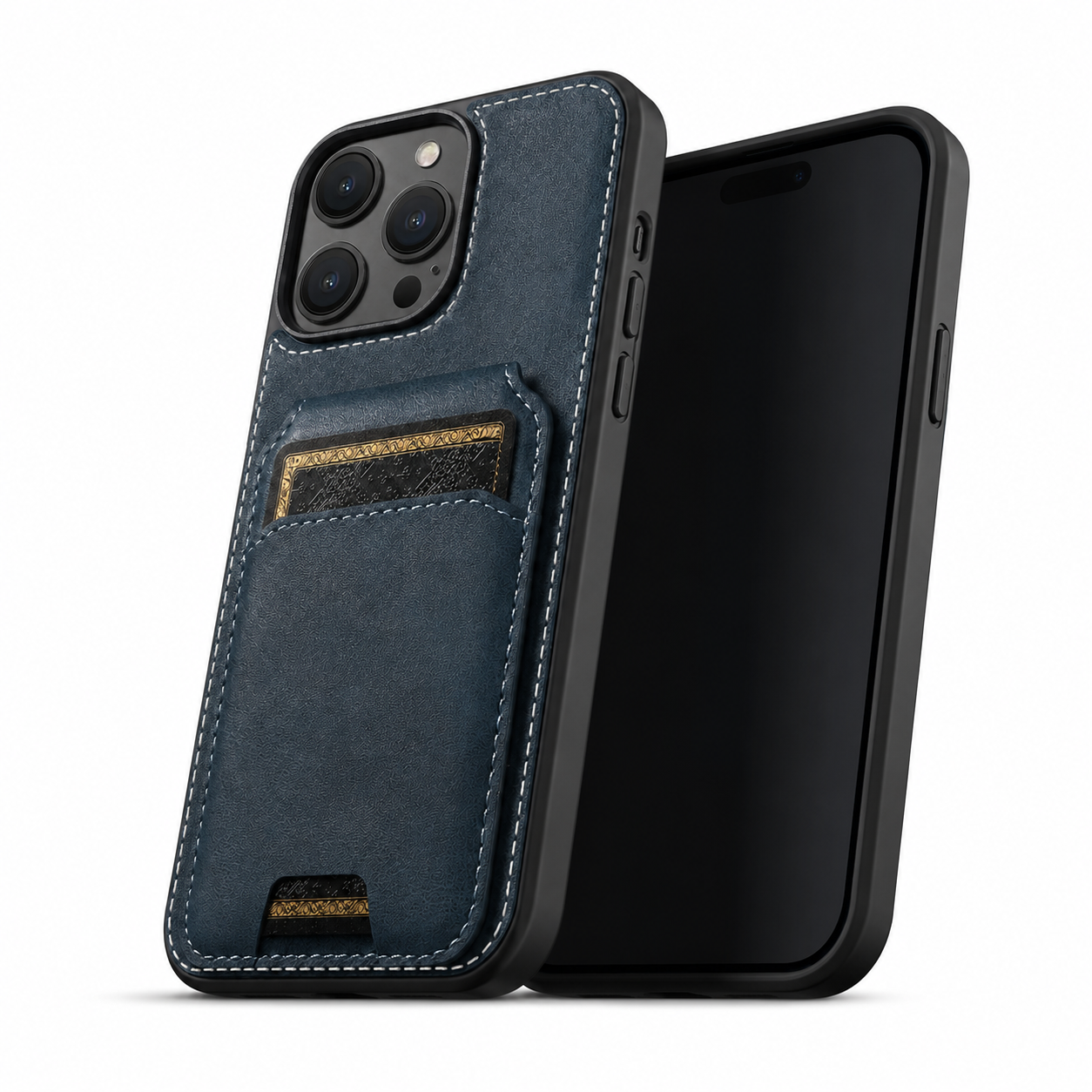 Navy Stealth Card Holder Case for iPhone 16 Pro Max
