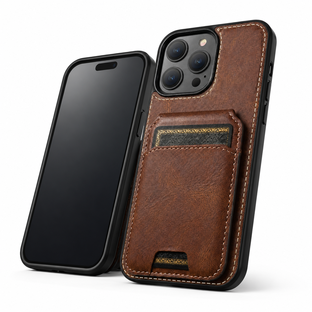 Brown Stealth Card Holder Case for iPhone 16 Pro Max
