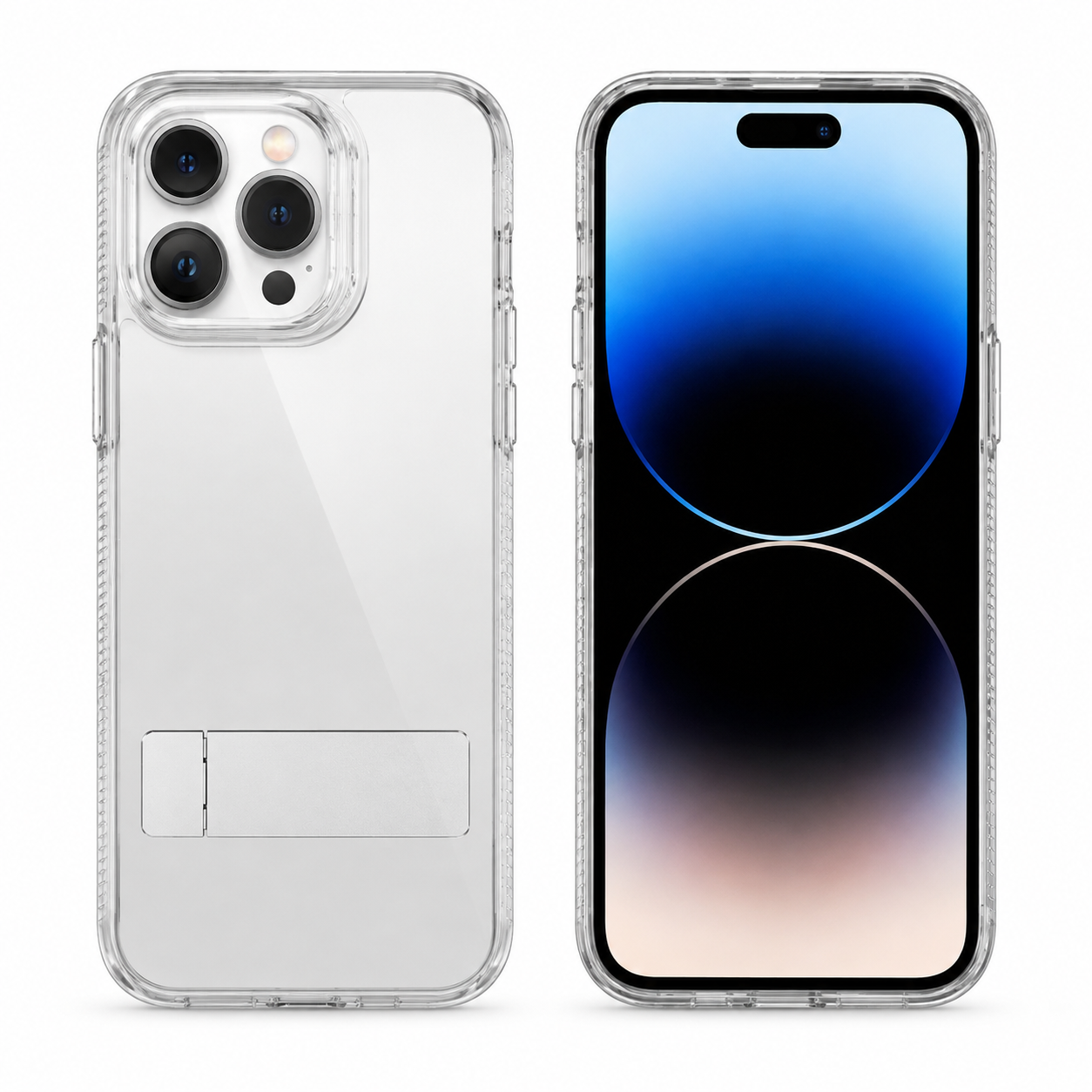 3-Angle Metal Kickstand Clear Case for Apple iPhone 16 Pro Max - Clear