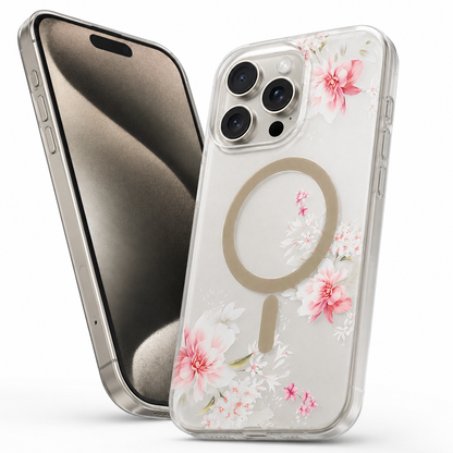 Frosted MagSafe Flower Case for Apple iPhone 16 Pro Max - Hot Pink
