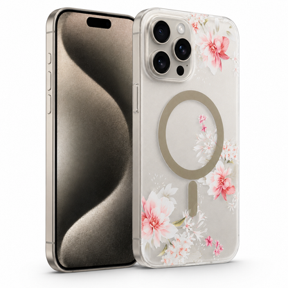Frosted MagSafe Flower Case for Apple iPhone 16 Pro Max - Hot Pink