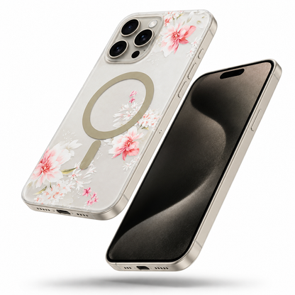 Frosted MagSafe Flower Case for Apple iPhone 16 Pro Max - Hot Pink