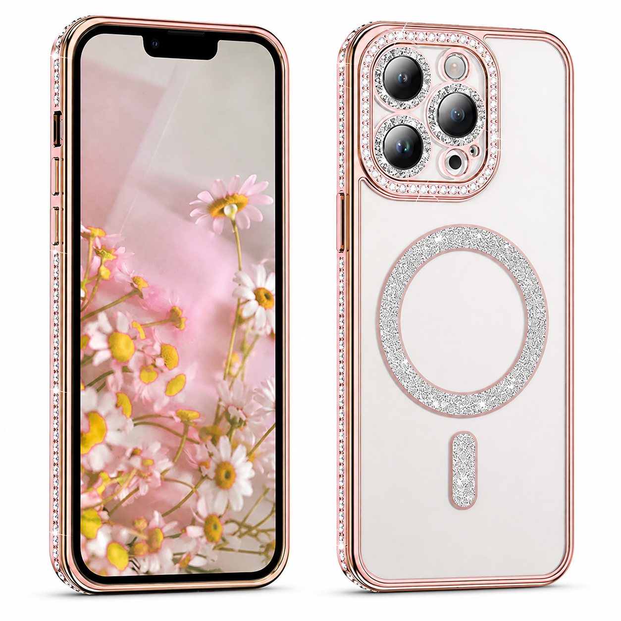 Glitter Electroplated MagSafe Case for Apple iPhone 16 Pro Max - Rose Gold