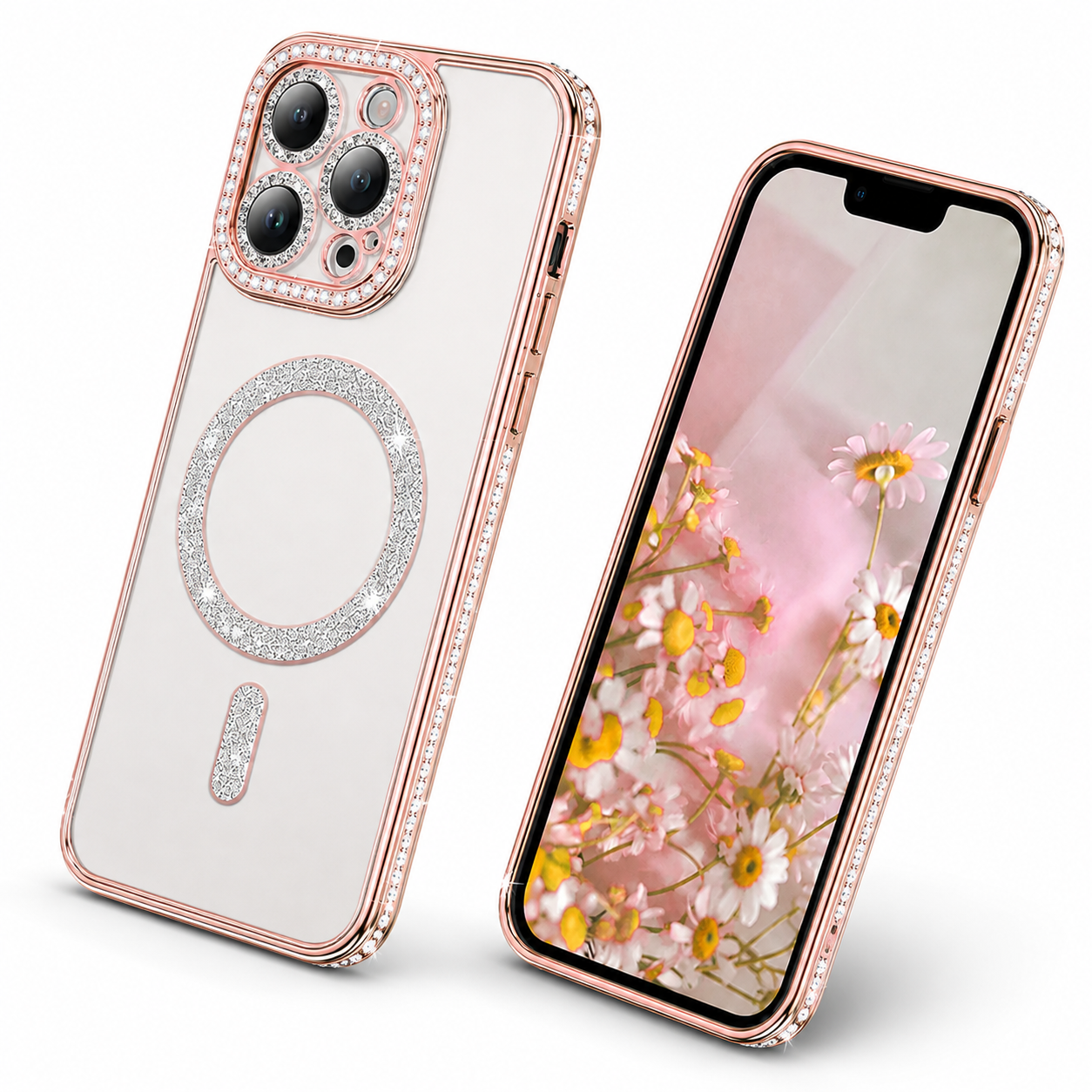 Glitter Electroplated MagSafe Case for Apple iPhone 16 Pro Max - Rose Gold