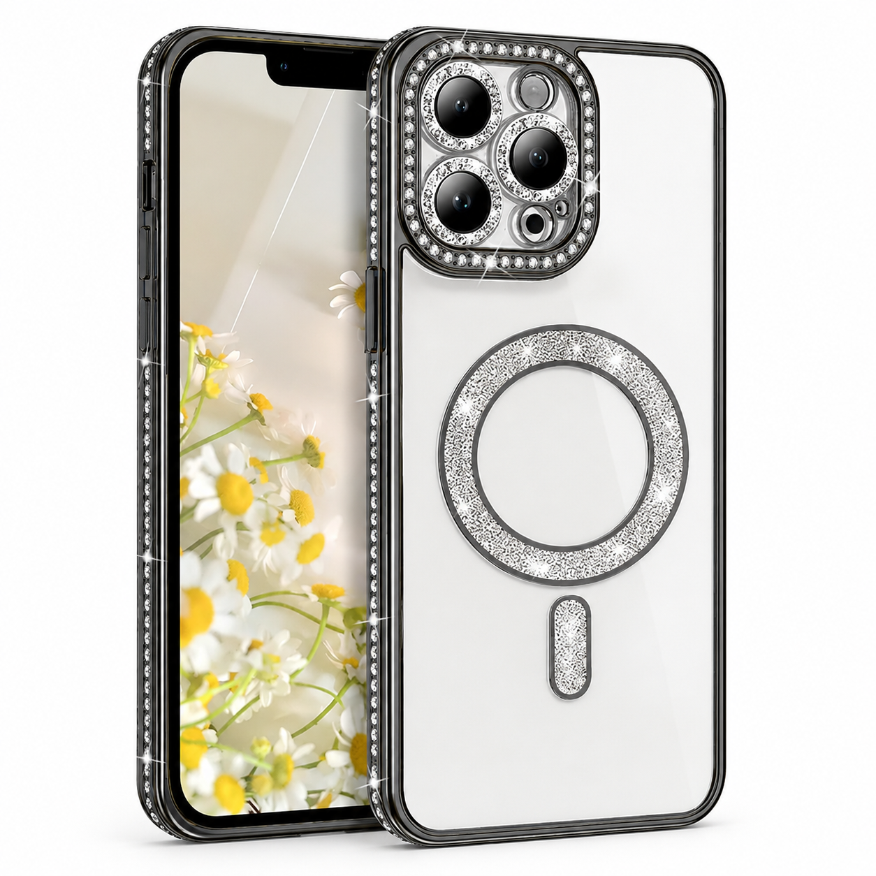 Glitter Electroplated MagSafe Case for Apple iPhone 16 Pro Max - Black