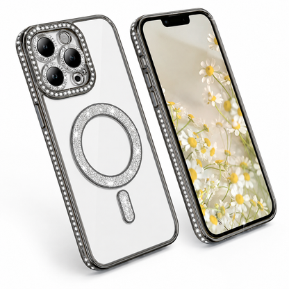 Glitter Electroplated MagSafe Case for Apple iPhone 16 Pro Max - Black
