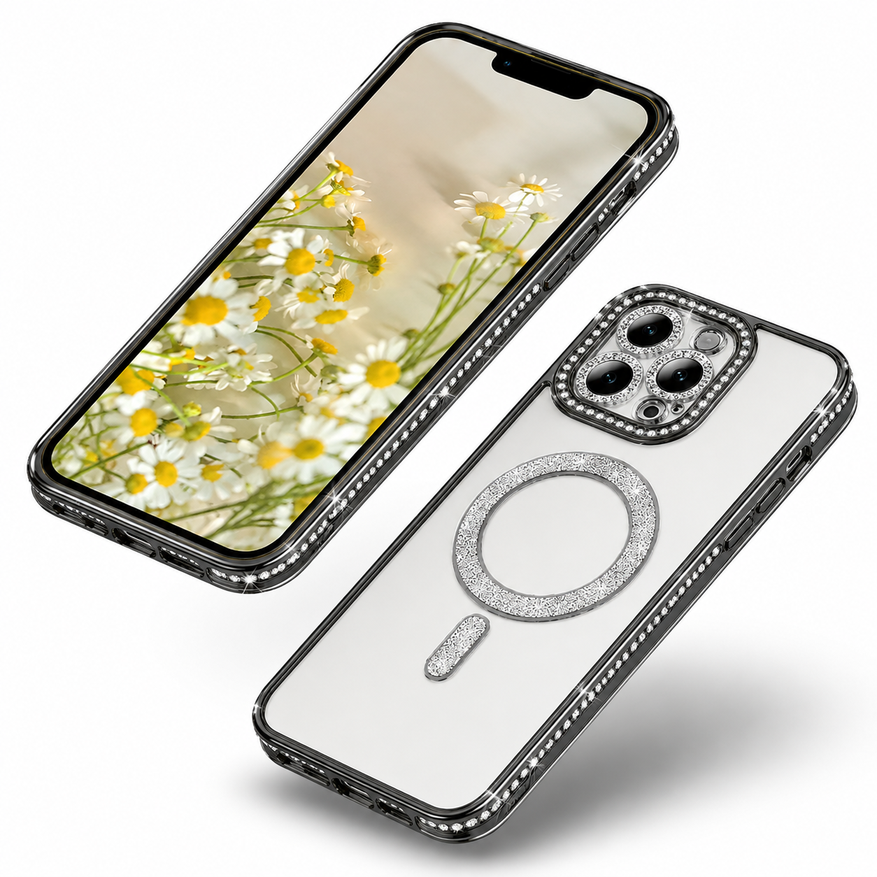 Glitter Electroplated MagSafe Case for Apple iPhone 16 Pro Max - Black