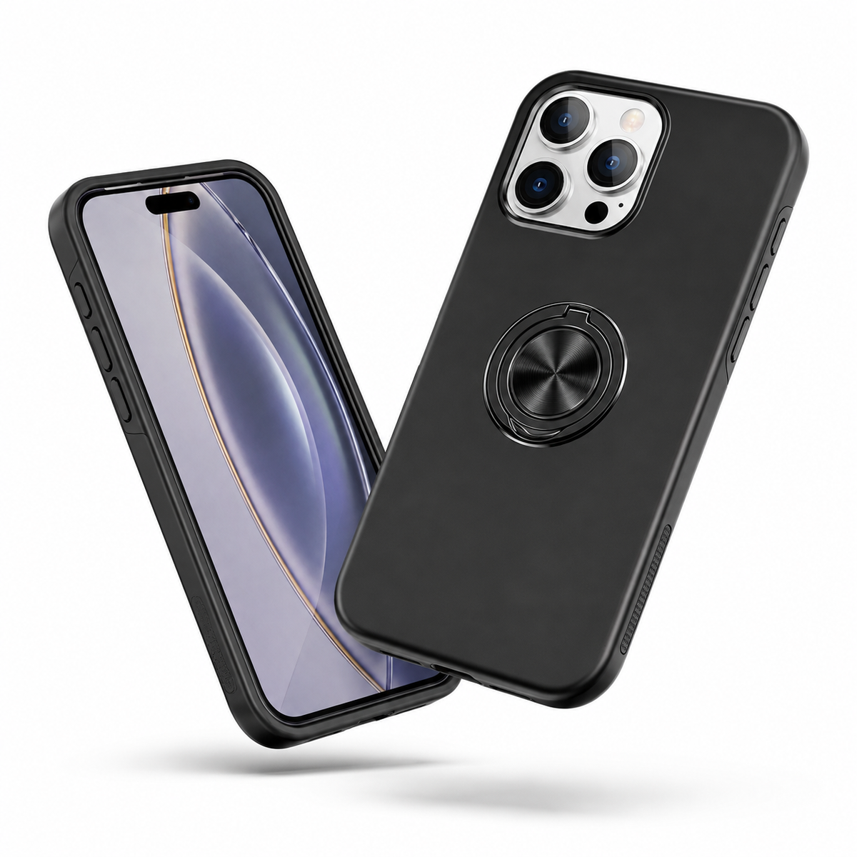 Swirl Invisible Ring Stand Case for Apple iPhone 13 Pro Max - Black - close-up design view