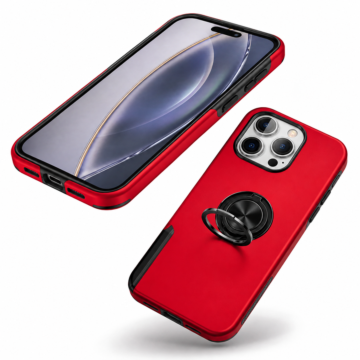 Swirl Invisible Ring Case for Apple iPhone 16 Pro Max - Red