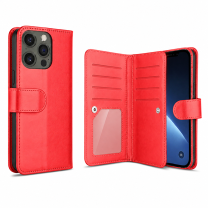 Bifold 9 Card detachable wallet for Apple iPhone 14 Pro Max - Red - alternate product view