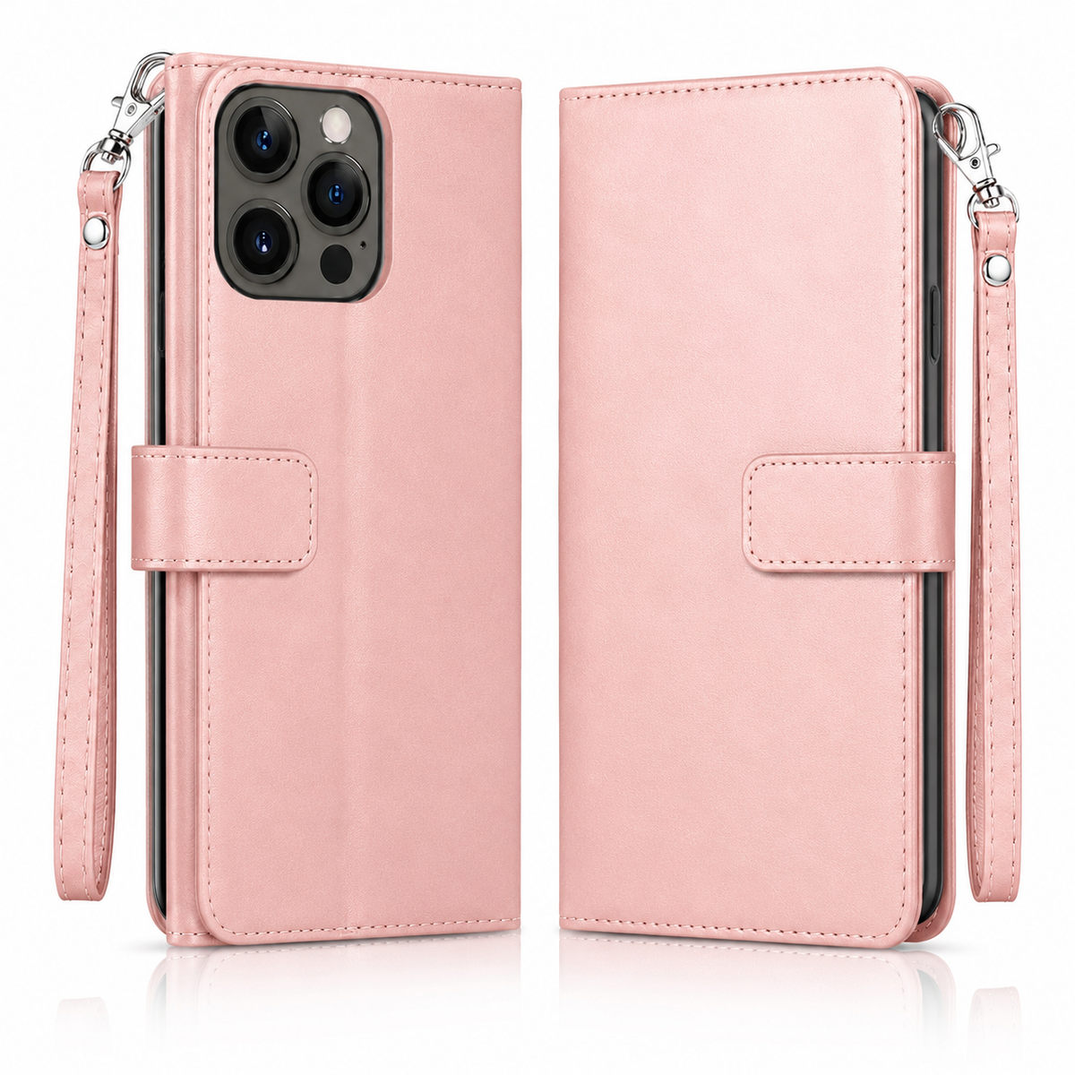 Bifold 9 Card detachable wallet for Apple iPhone 14 Pro Max - Rose Gold - alternate product view