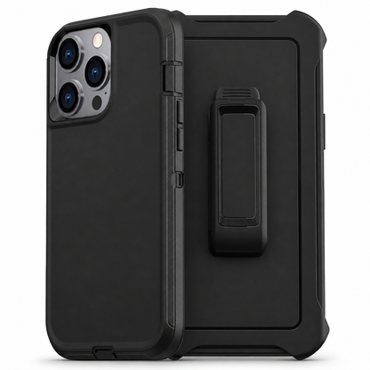 Triple Protection Rugged Case with Belt Clip for Apple iPhone 16 Pro Max - Black