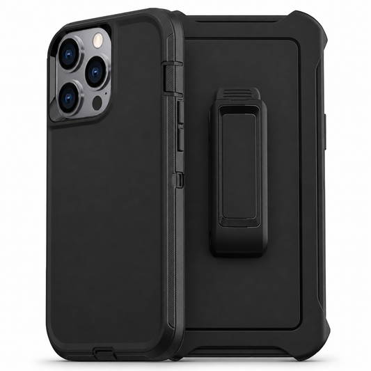 Triple Protection Rugged Case with Belt Clip for Apple iPhone 16 Pro - Black - main product view
