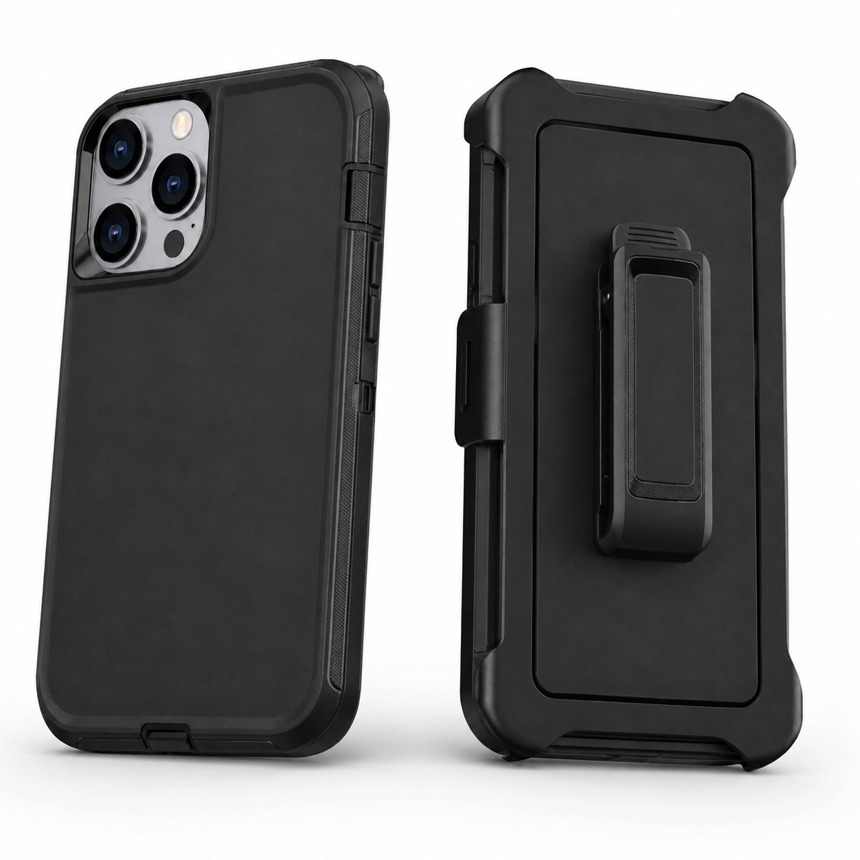 Triple Protection Rugged Case with Belt Clip for Apple iPhone 16 Pro Max - Black