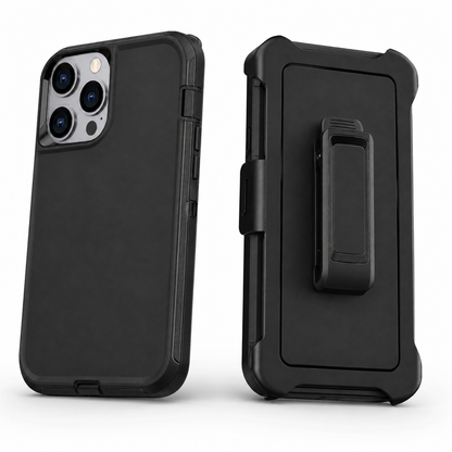 Triple Protection Rugged Case with Belt Clip for Apple iPhone 16 Pro Max - Black