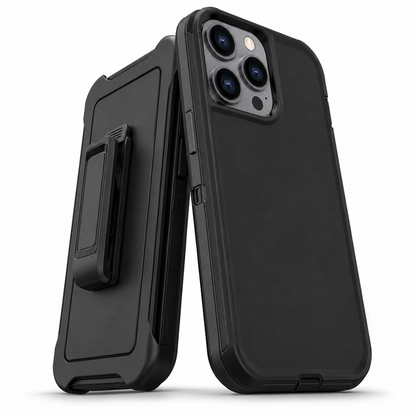Triple Protection Rugged Case with Belt Clip for Apple iPhone 16 Pro Max - Black