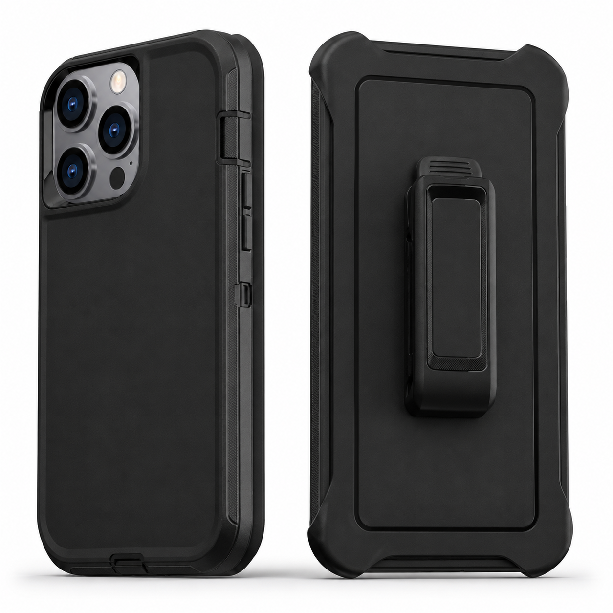 Triple Protection Rugged Case with Belt Clip for Apple iPhone 16 Pro Max - Black