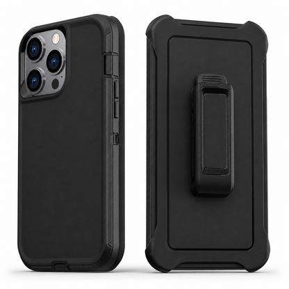 Triple Protection Rugged Case with Belt Clip for Apple iPhone 16 Pro Max - Black