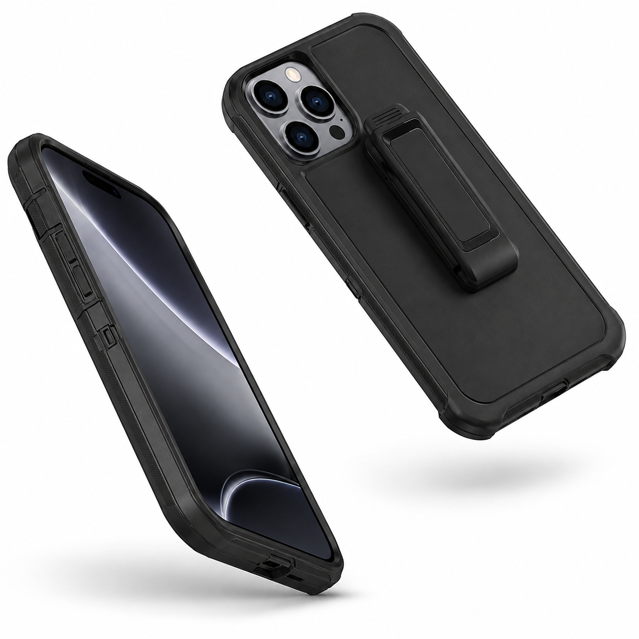Triple Protection Rugged Case with Belt Clip for Apple iPhone 16 Pro Max - Black