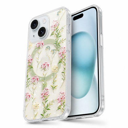 Frosted MagSafe Floral Case for Apple iPhone 14 - Green Leaf