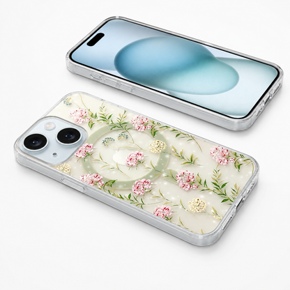 Frosted MagSafe Floral Case for Apple iPhone 14 - Green Leaf