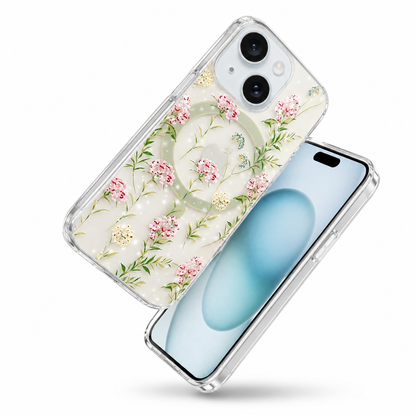 Frosted MagSafe Floral Case for Apple iPhone 14 - Green Leaf