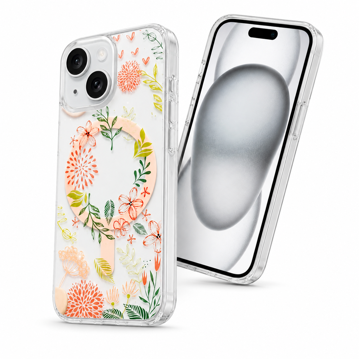 Frosted MagSafe Floral Case for Apple iPhone 14  - Beautiful Day Blue Flowers