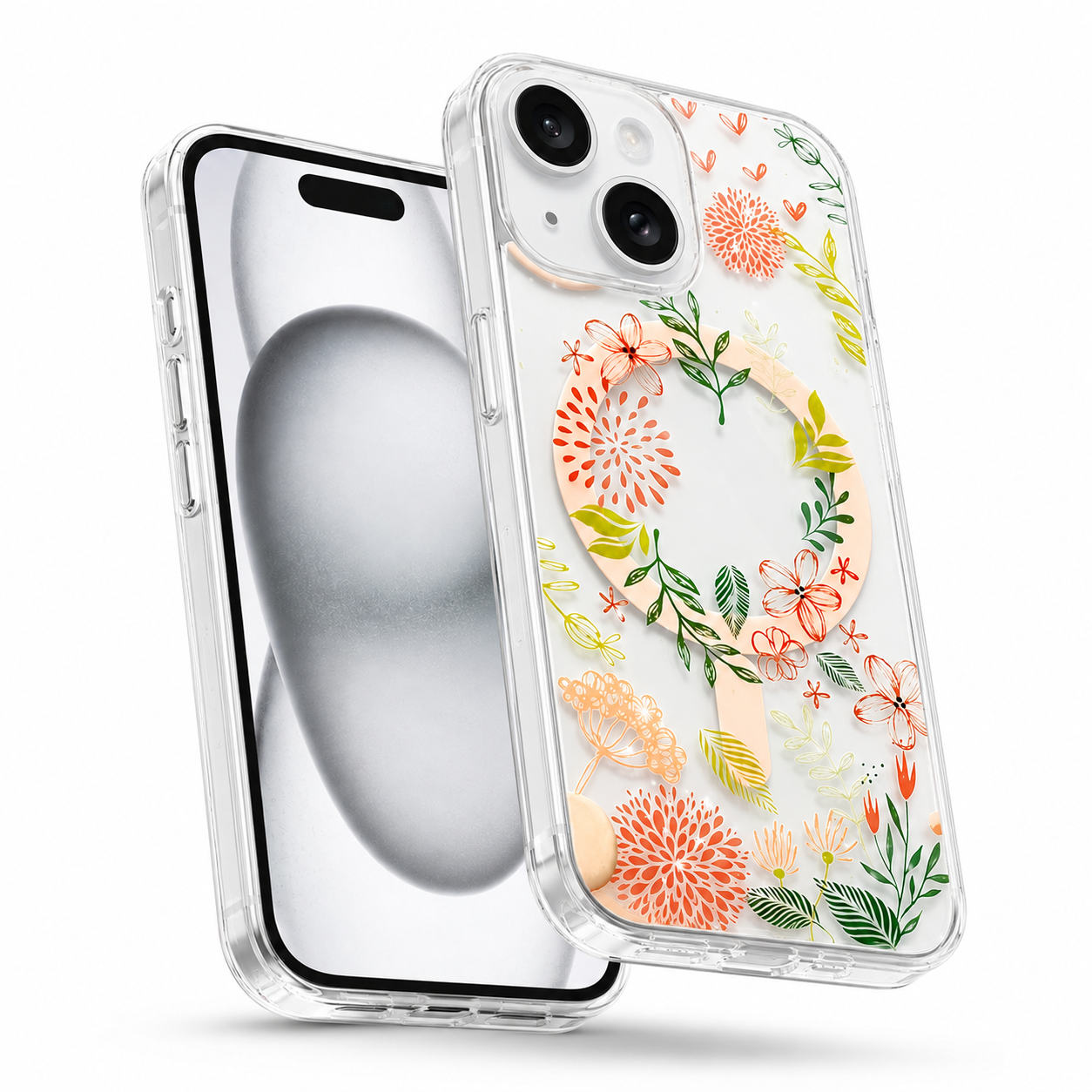 Frosted MagSafe Floral Case for Apple iPhone 14  - Beautiful Day Blue Flowers