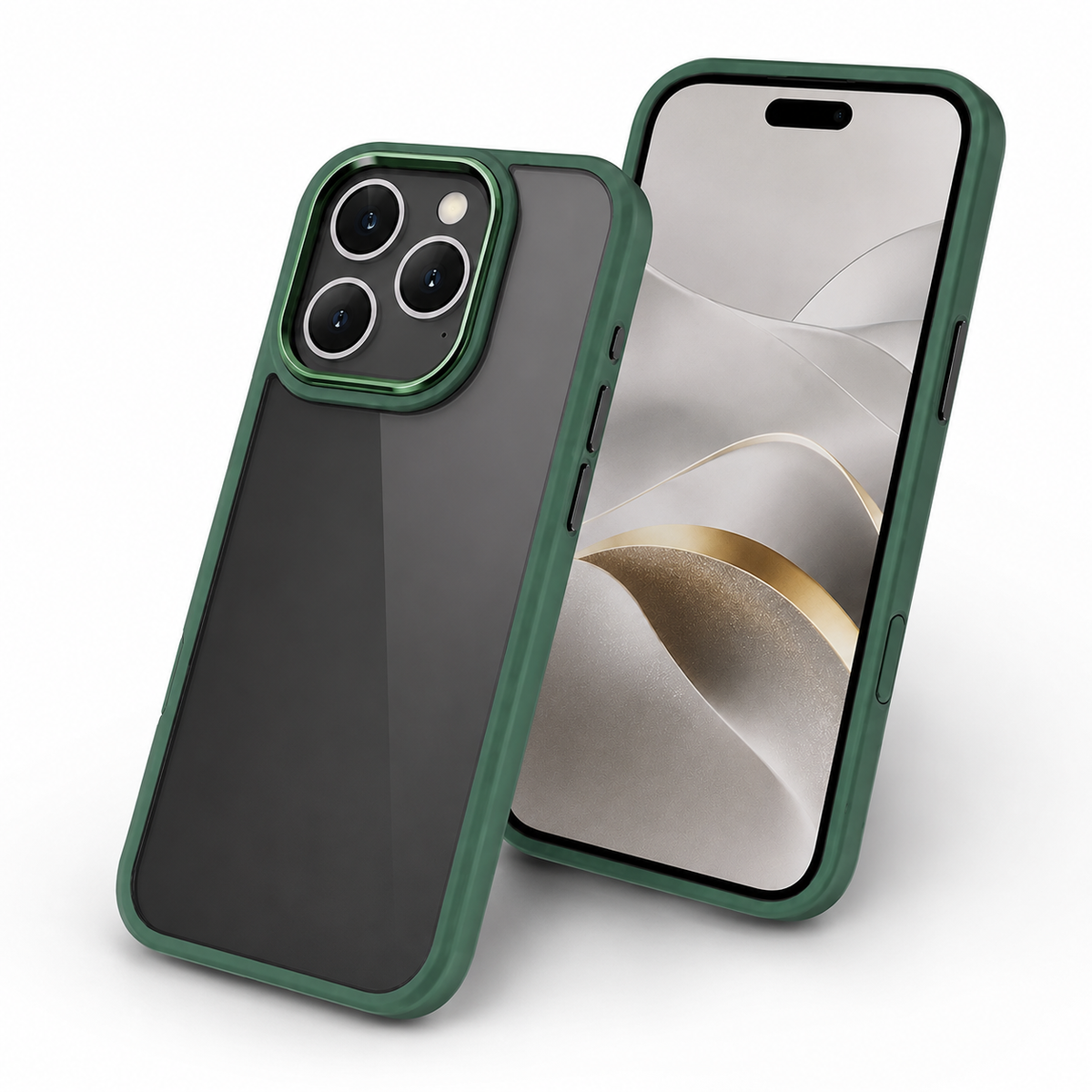 Frosted Matte Hybrid Case for Apple iPhone 14 Pro Max - Midnight Green - angled product view