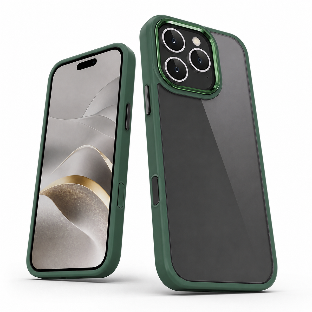 Frosted Matte Hybrid Case for Apple iPhone 14 Pro Max - Midnight Green - close-up design view