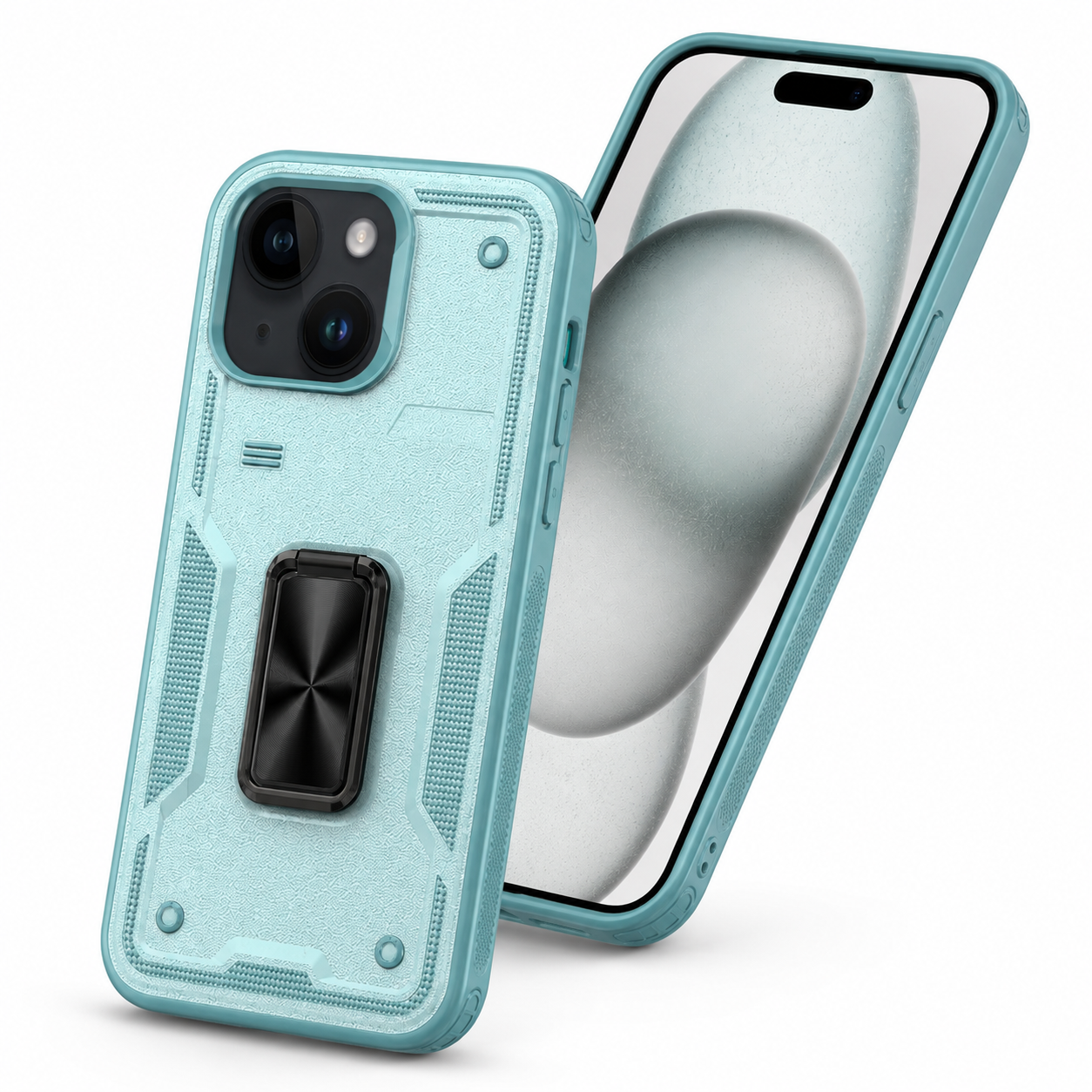 Rugged Kickstand Ring Case for Apple iPhone 13 - Teal