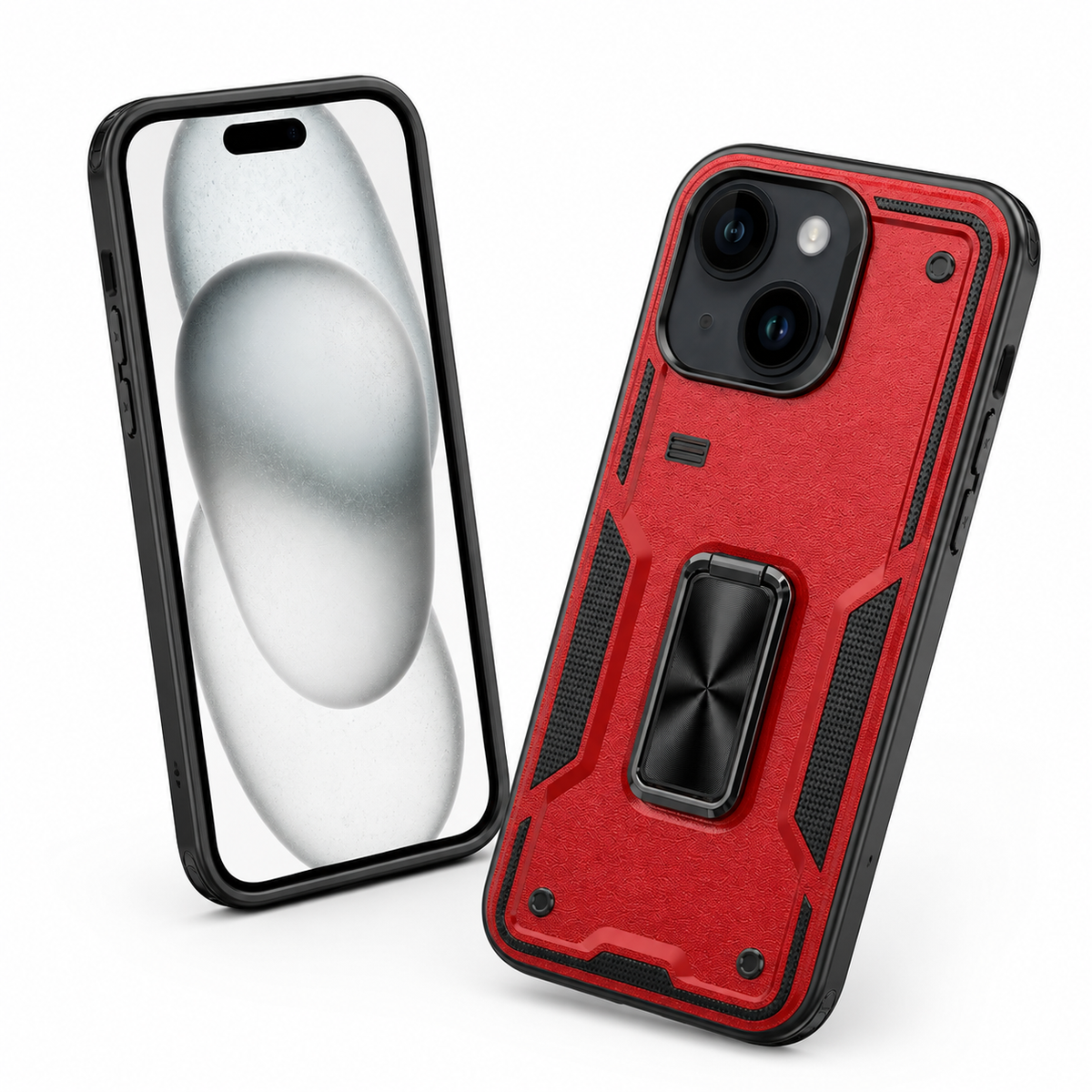 Rugged Kickstand Ring Case for Apple iPhone 13 - Red