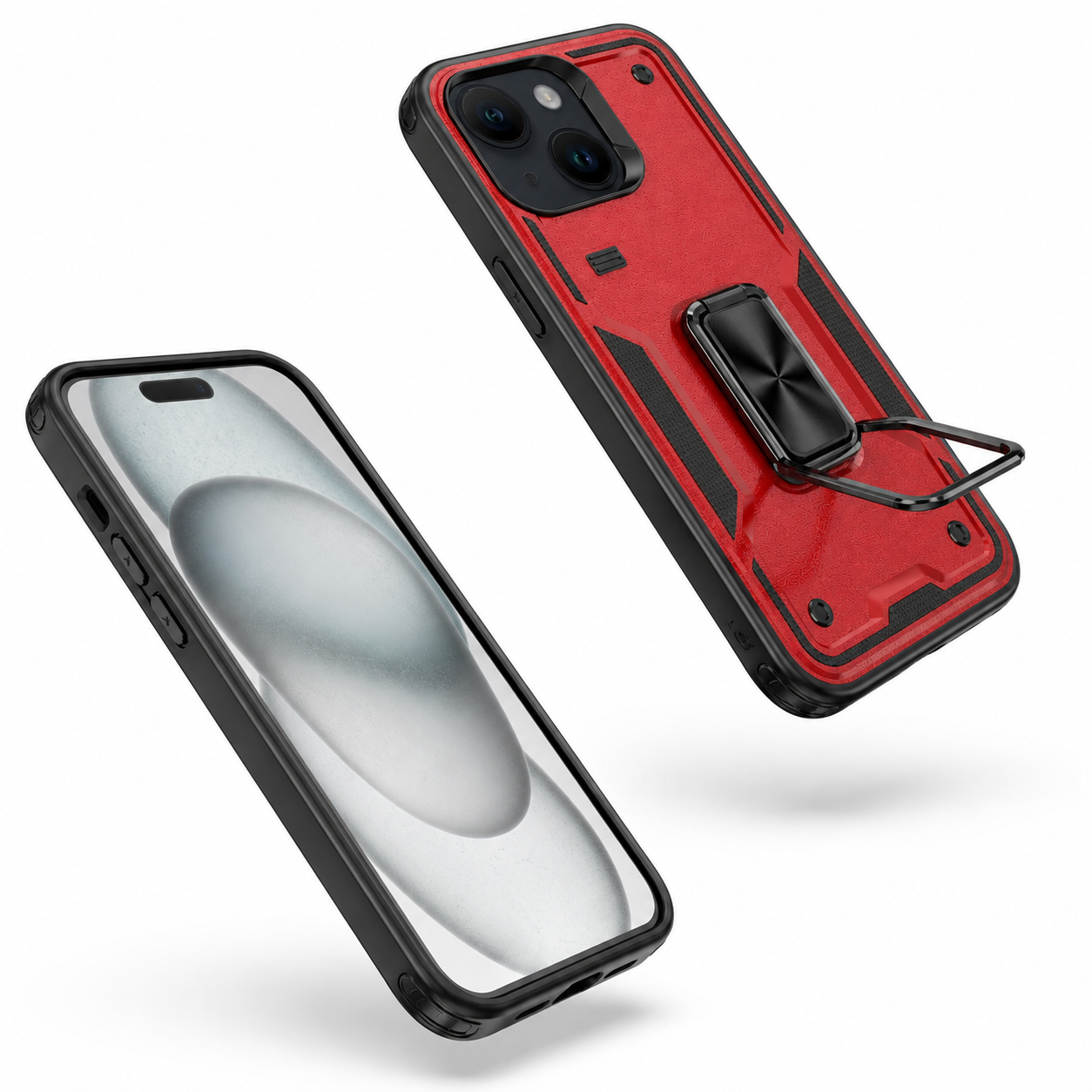 Rugged Kickstand Ring Case for Apple iPhone 13 - Red