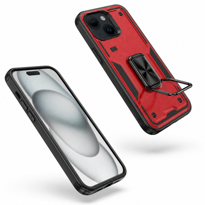 Rugged Kickstand Ring Case for Apple iPhone 13 - Red
